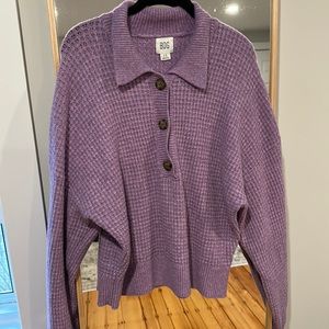 Purple Quarter Button Sweater